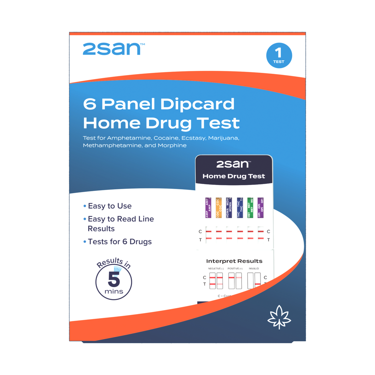2San 6 Panel Drug Test Dipcard - 1 Pack