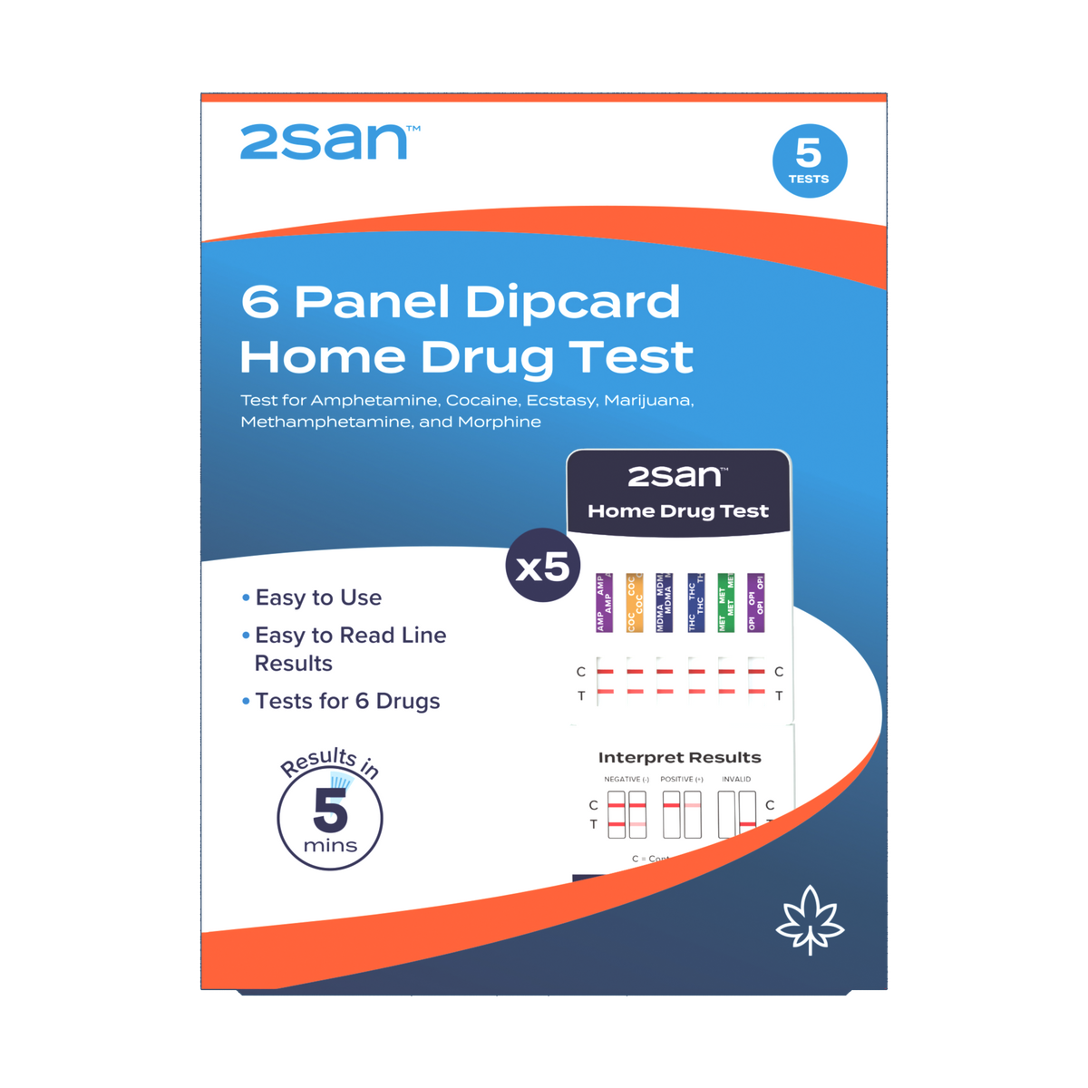 2San 6 Panel Drug Test Dipcard - 5 Pack